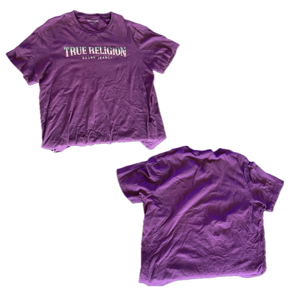 Y2K Unisex Baggy Purple True Religion T-Shirt